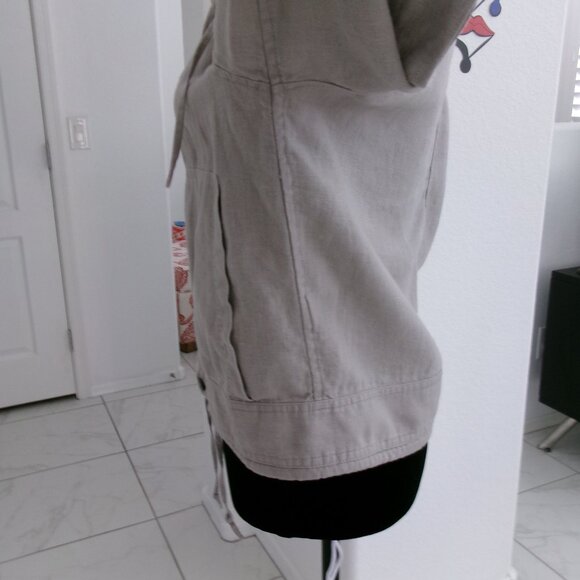 L.O.G.G. Grey Linen Button Down Jacket Large Pockets Washable S Collared Gray - Picture 8 of 12